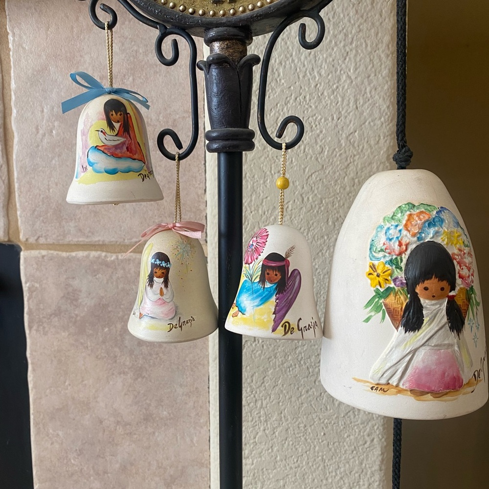 Set of 4 DeGrazia Hanging painted Bell Vintage